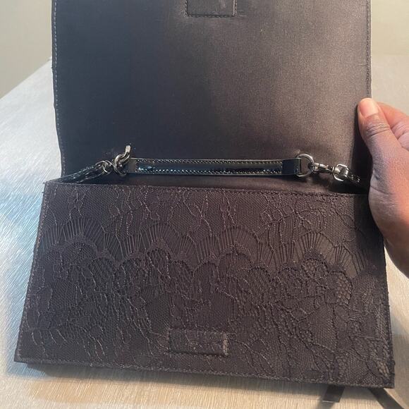 Prabal Gurung Neiman Marcus Black Lace Bows Sequins Evening Clutch Purse Girly - Picture 7 of 13